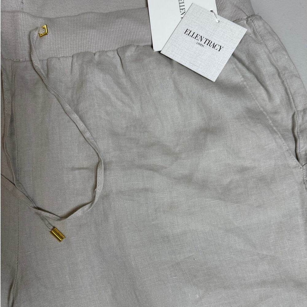 Ellen Tracy Women's Beige Tan Wide Leg Linen Pants Pull On Drawstring Size 1X - Picture 4 of 10